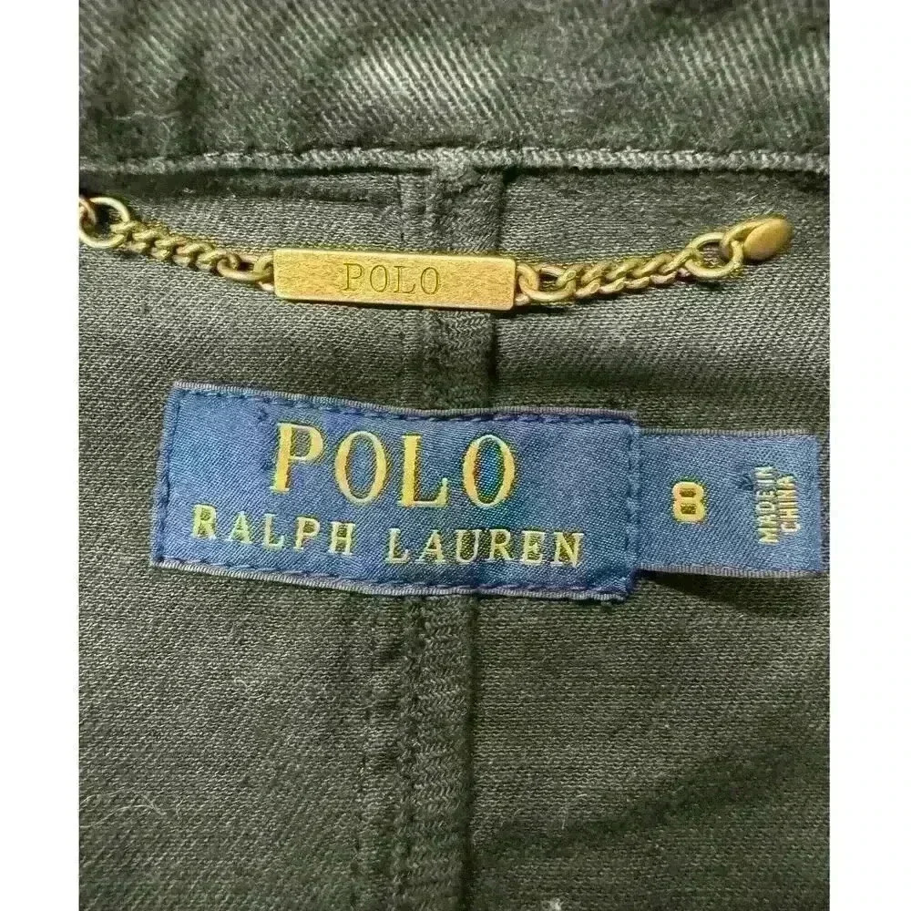 POLO by Ralph Lauren Black Cotton/Linen Military Jacket Coat Blazer Size 8 - Picture 14 of 16